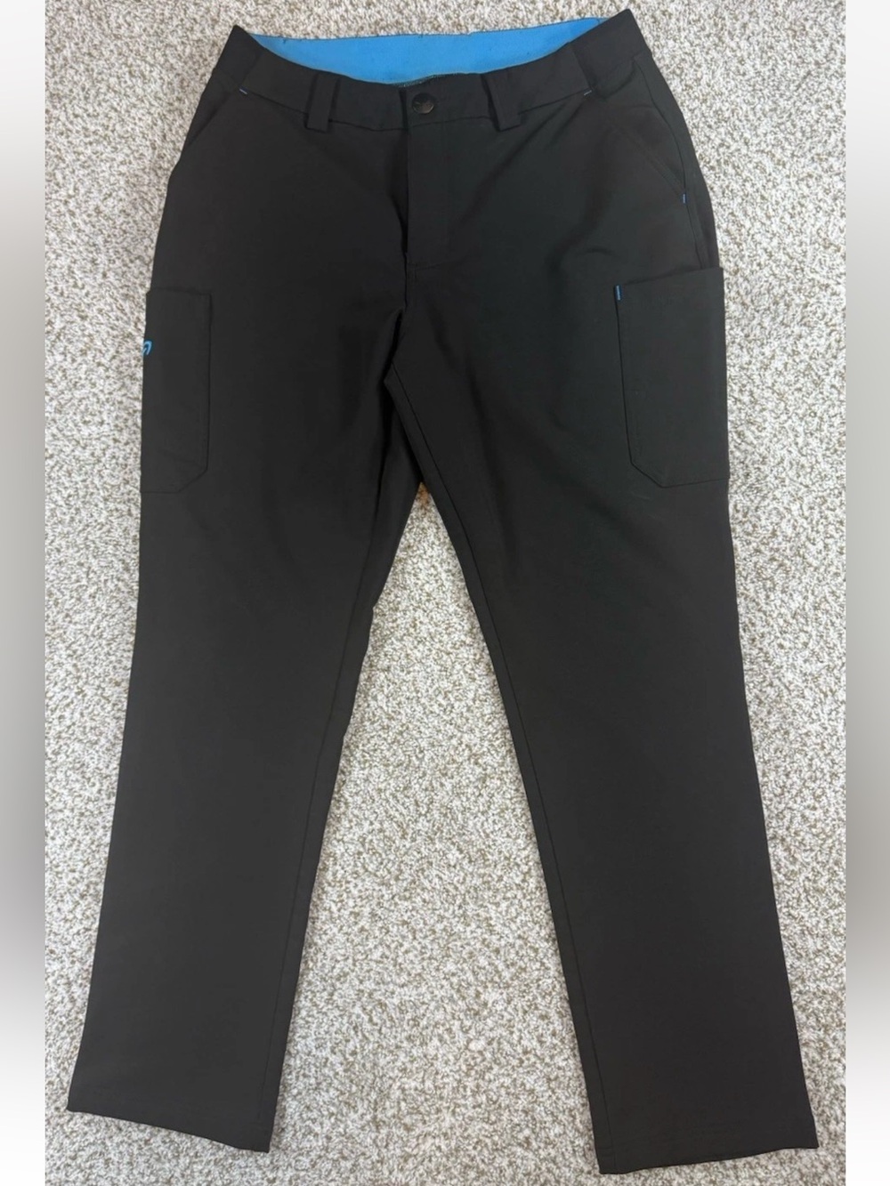 Amazon Women's Black Cargo Pants with Blue Waistband Accent